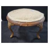 WOOD AND METAL FOOTSTOOL, UPHOLSTERED SEAT WOOD AND METAL FOOTSTOOL, UPHOLSTERED SEAT