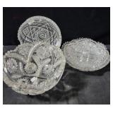 5 CUT CRYSTAL BOWLS - SOME CHIPS 5 CUT CRYSTAL BOWLS - SOME CHIPS