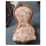 FRENCH LADIES BALLOON BACK SIDE CHAIR ON CASTERS FRENCH LADIES BALLOON BACK SIDE CHAIR ON CASTERS
