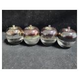 4 SILVER PLATE & GLASS APPLE SALT & PEPPER SHAKERS 4 SILVER PLATE & GLASS APPLE SALT & PEPPER SHAKERS