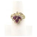 14K GOLD DIAMOND AND AMETHYST RING - SIZE: 7