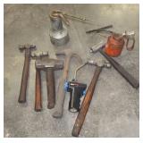 6 HAMMERS, 2 OIL CANS, MAG TORCH