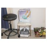 STOOL, FOOT SPA, PEAR COOKIE JAR ETC
