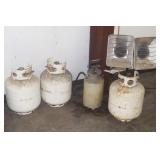 PROPANE HEATER, 3 PROPANE TANKS, SPRAYER