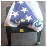 PLASTIC STOOL & U.S. FLAG