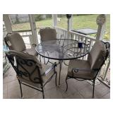 4 PATIO CHAIRS & METAL TABLE