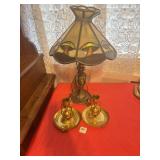 2 CANDLESTICK HOLDERS & A TABLE LAMP