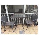 WICKER STYLE PATIO TABLE & 2 CHAIRS