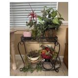 PLANT STAND W/ ASSORTED PLANTS