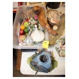 ASSORTMENT OF GLASSWARE, SEA SHELLS,