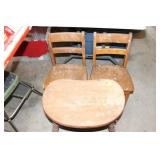 CHILDS ART DESK & 2 CHAIRS