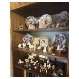 3 SHELVES OF ASSORTED DOG FIGURINES & PLATES