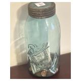 BLUE BALL NO. 1 MASON JAR WITH MONEY INSIDE