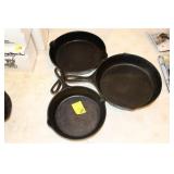 3 CAST IRON SKILLETS