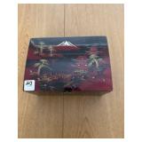 JEWELRY BOX W/ ASSORTED EARRINGS & PINS