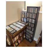 LARGE ASSORTMENT OF CDS, DVDS, CASSETE TAPES