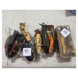 10 ASSORTED LURES - CREEK CHUB, SEVERAL WOODEN
