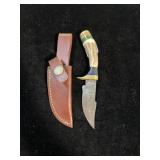 DAMASCUS STYLE KNIFE & SHEATH 6"