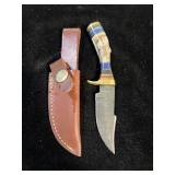 DAMASCUS STYLE KNIFE & SHEATH 6"