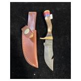 DAMASCUS STYLE KNIFE & SHEATH 6"