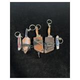 5 DAMASCUS STEEL KNIFE KEYCHAINS