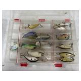12 CRANK BAITS IN STOWAWAY BOX