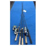 5 ASSORTED RODS W/ REELS