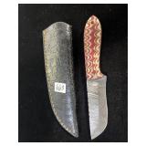 8" DAMASCUS BLADE DECORATIVE HANDLE W/ SHEATH