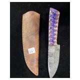 8" DAMASCUS BLADE DECORATIVE HANDLE W/ SHEATH