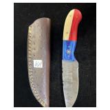 8" DAMASCUS BLADE DECORATIVE HANDLE W/ SHEATH