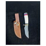 DAMASCUS STYLE KNIFE & SHEATH 6"