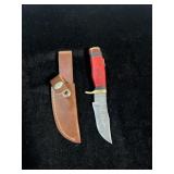 DAMASCUS STYLE KNIFE & SHEATH 6"