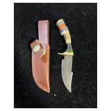DAMASCUS STYLE KNIFE & SHEATH 6"