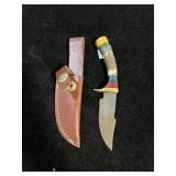 DAMASCUS STYLE KNIFE & SHEATH 6"