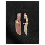 DAMASCUS STYLE KNIFE & SHEATH 6"