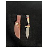 DAMASCUS STYLE KNIFE & SHEATH 6"