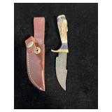 DAMASCUS STYLE KNIFE & SHEATH 6"