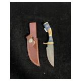 DAMASCUS STYLE KNIFE & SHEATH 6"