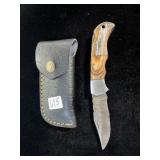 4" DAMASCUS STEEL LOCK BLADE W/ SHEATH