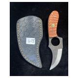 6" DAMASCUS FINGER HOLE GRIP W/ SHEATH
