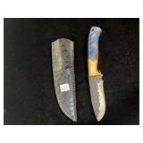 8" DAMASCUS BLADE DECORATIVE HANLE W/ SHEATH