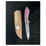 8" DAMASCUS BLADE DECORATIVE HANDLE W/ SHEATH