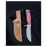 DAMASCUS STYLE KNIFE & SHEATH 6"