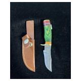 DAMASCUS STYLE KNIFE & SHEATH 6"