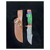 DAMASCUS STYLE KNIFE & SHEATH 6"