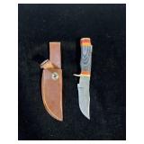 DAMASCUS STYLE KNIFE & SHEATH 6"