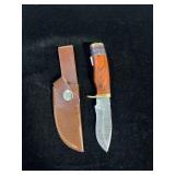 DAMASCUS STYLE KNIFE & SHEATH 6"