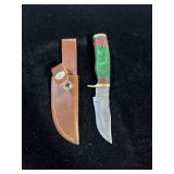 DAMASCUS STYLE KNIFE & SHEATH 6"