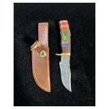 DAMASCUS STYLE KNIFE & SHEATH 6"