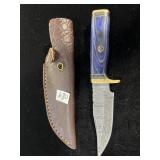 8" DAMASCUS BLADE W/ DECORATIVE HANDLE & SHEATH
